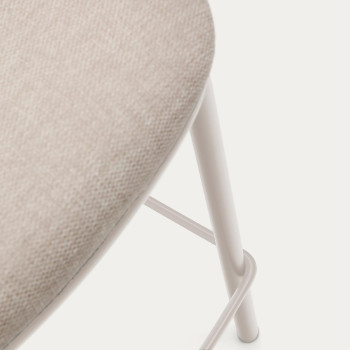 Maina stool in beige chenille and steel legs with beige finish FSC Mix Credit 65 cm