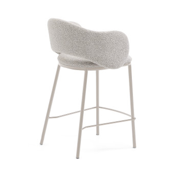 Maina stool in beige chenille and beige finish steel legs FSC Mix Credit 65 cm