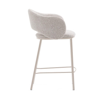 Maina stool in beige chenille with beige finish steel legs FSC Mix Credit 65 cm