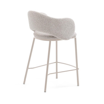 Maina stool in beige chenille with beige finish steel legs FSC Mix Credit 65 cm