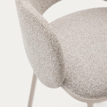Maina stool in beige chenille and beige finish steel legs FSC Mix Credit 65 cm