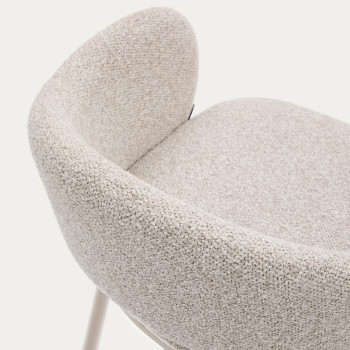 Maina stool in beige chenille and beige finish steel legs FSC Mix Credit 65 cm