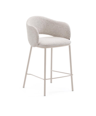 Maina stool in beige chenille and beige finish steel legs FSC Mix Credit 65 cm