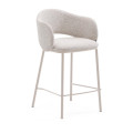 Maina stool in beige chenille and beige finish steel legs FSC Mix Credit 65 cm