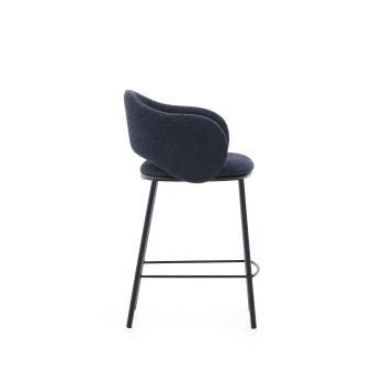 Maina stool in blue chenille and steel legs with blue finish FSC Mix Credit 65 cm