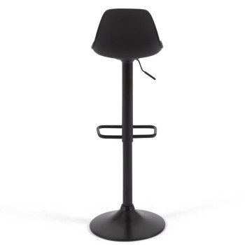 Orlando - T stool in black eco-leather and matt black steel 60-82 cm