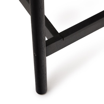 Yalia stool with solid oak backrest with black finish and 6 cm rope seat