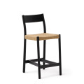 Yalia stool with solid oak backrest with black finish and 65 cm FSC 100% rope seat
