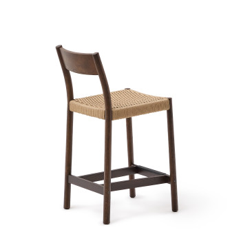 Yalia stool with solid oak backrest with walnut finish and 65 cm FSC 100% rope seat