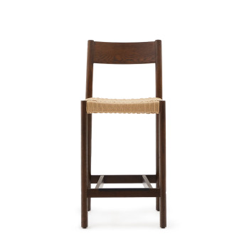 Yalia stool with solid oak backrest with walnut finish and 65 cm FSC 100% rope seat
