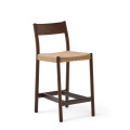 Yalia stool with solid oak backrest with walnut finish and 65 cm FSC 100% rope seat