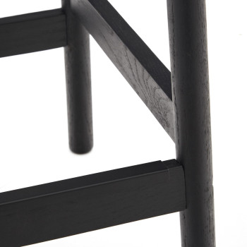 Yalia stool in solid oak wood with black and rope finish, height 65 cm FSC 100%