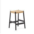 Yalia stool in solid oak wood with black and rope finish, height 65 cm FSC 100%