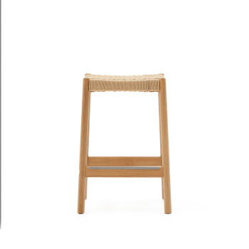 Yalia stool in solid oak wood with natural finish and rope, height 65 cm FSC 100%