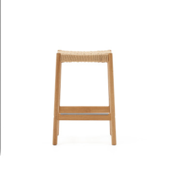 Yalia stool in solid oak wood with natural finish and rope, height 65 cm FSC 100%