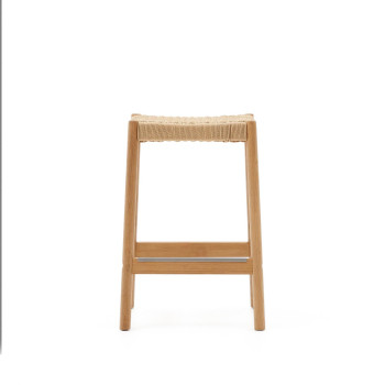 Yalia stool in solid oak wood with natural finish and rope, height 65 cm FSC 100%