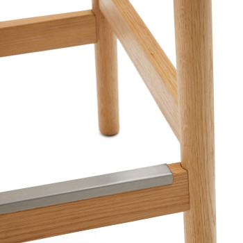 Yalia stool in solid oak wood with natural finish and rope, height 65 cm FSC 100%