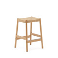 Yalia stool in solid oak wood with natural finish and rope, height 65 cm FSC 100%