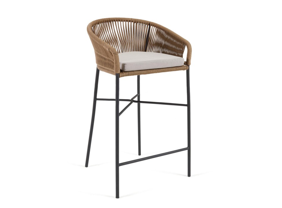 Yanet stool in beige rope, height 80 cm