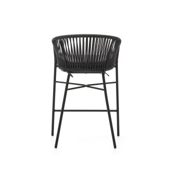 Yanet stool in black rope, height 65 cm