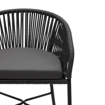 Yanet stool in black rope, height 80 cm