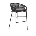 Yanet stool in black rope, height 80 cm