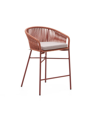 Yanet stool in terracotta rope, height 65 cm
