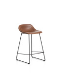Zahara stool in brown polyurethane with steel legs finished in black 65 cm FSC 100%