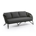 Branzie 3-seater sofa in black rope 180 cm