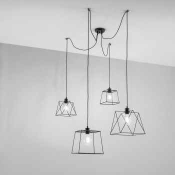 BROOKLYN POLYGONAL SUSPENSION BLACK 4XE27 250CM