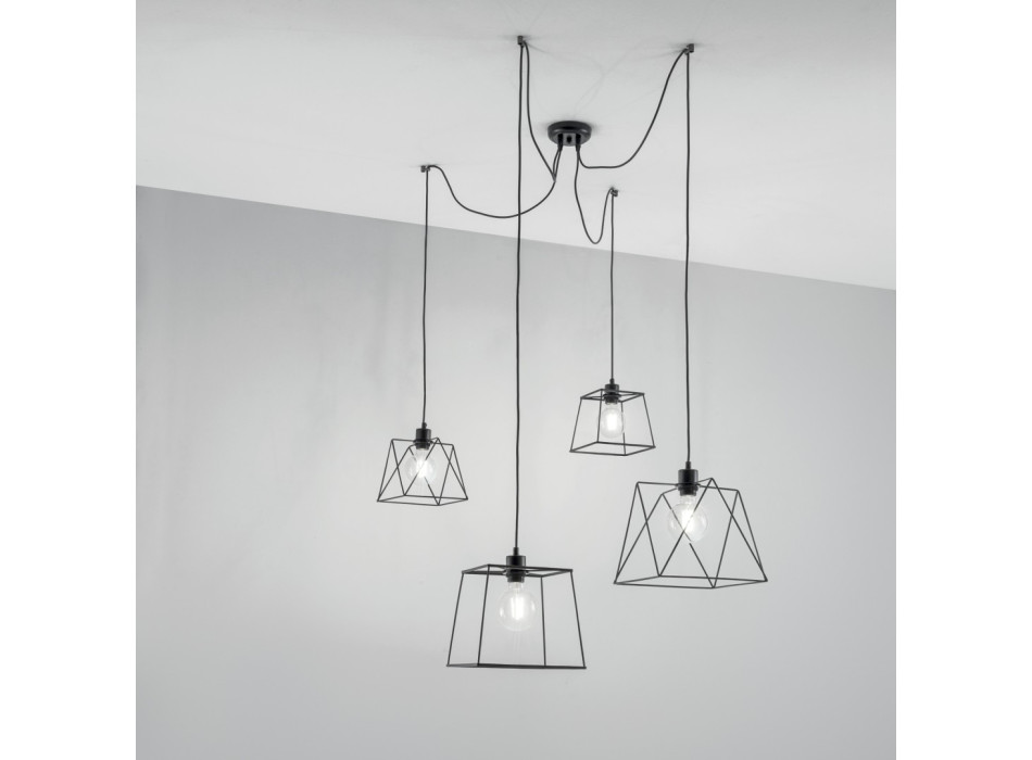 BROOKLYN POLYGONAL SUSPENSION BLACK 4XE27 250CM