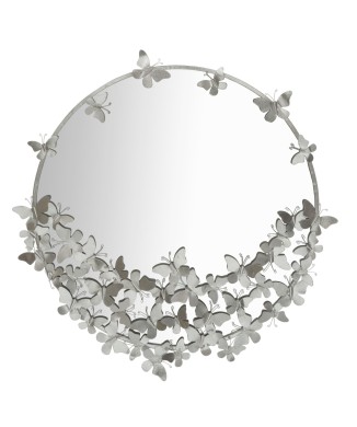 ROUND SILVER BUTTERFLY MIRROR