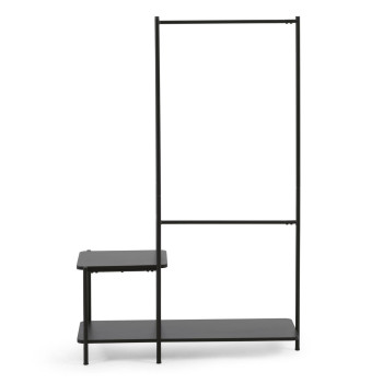 Galatia coat stand with melamine and metal bench in black finish 100 x 150 cm