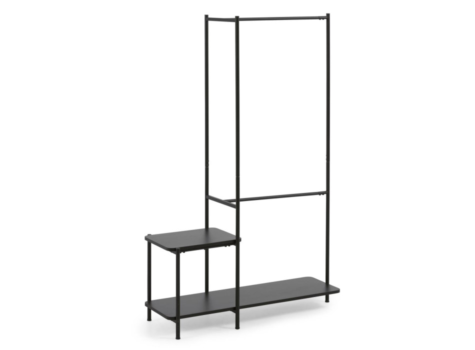 Galatia coat stand with melamine and metal bench in black finish 100 x 150 cm