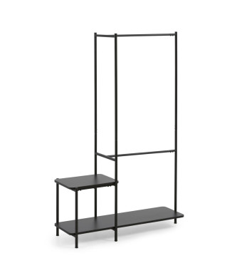 Galatia coat stand with melamine and metal bench in black finish 100 x 150 cm
