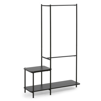 Galatia coat stand with melamine and metal bench in black finish 100 x 150 cm