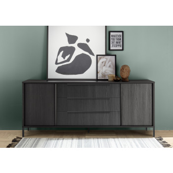 STEEL-sideboard with 2 doors and 3 drawers