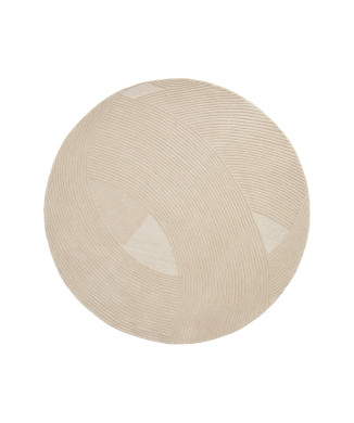 Beige wool Domm rug Ø 200 cm