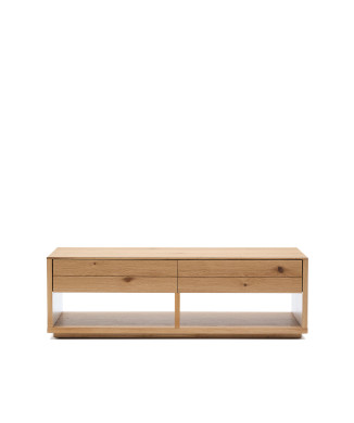 Alguema 2-drawer coffee table, oak veneer, natural finish, 140 x 60 cm