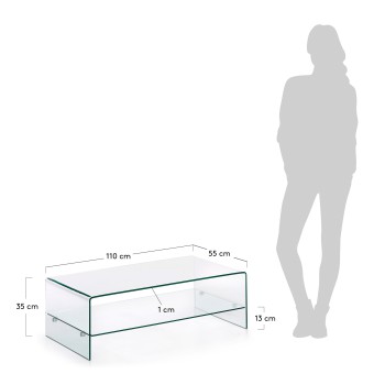 Burano coffee table 110 x 55 cm transparent