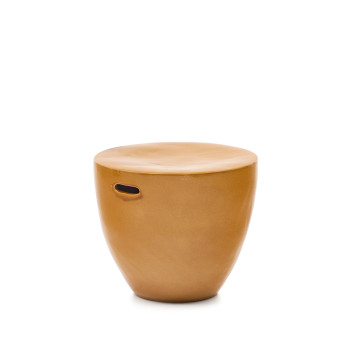 Mesquida outdoor ceramic side table with mustard-colored glaze, Ø 45 cm