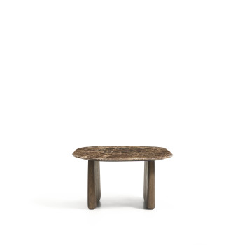 Pirita coffee table in brown marble and solid oak legs with finish