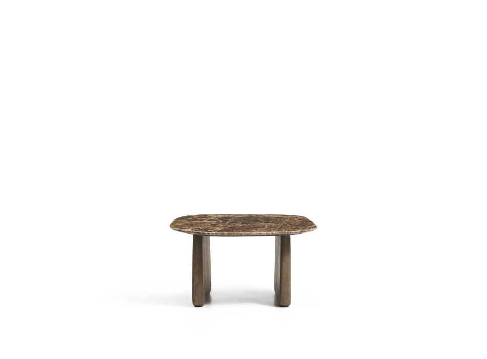 Pirita coffee table in brown marble and solid oak legs with finish