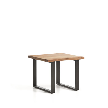 Uxue side table in solid acacia wood and black steel legs 65 x 65 cm