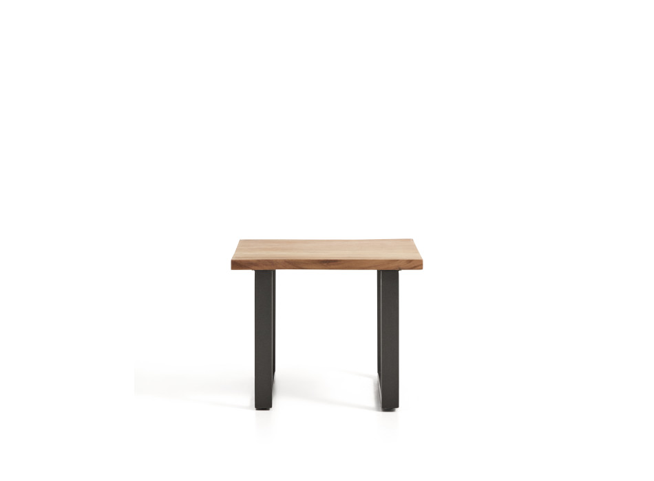 Uxue side table in solid acacia wood and black steel legs 65 x 65 cm