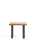 Uxue side table in solid acacia wood and black steel legs 65 x 65 cm