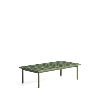 Maurina coffee table in green galvanized steel with green tiles 122 x 61 cm