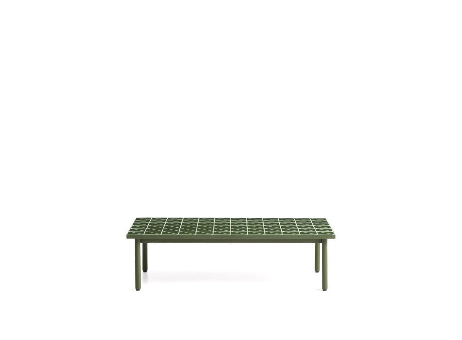 Maurina coffee table in green galvanized steel with green tiles 122 x 61 cm