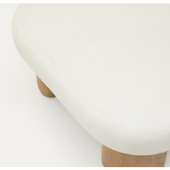 Labra outdoor coffee table in concrete and acacia wood, 140 x 70 cm