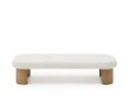 Labra outdoor coffee table in concrete and acacia wood, 140 x 70 cm